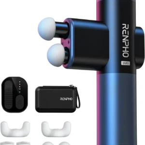 Duo Mini Massage Gun with Dual Heads, 3 Modes, Deep Tissue Back Relief, Portable Travel Massage Tool