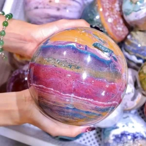 7.5-8cm Ocean Jasper Sphere Mineral Healing Quartz Crystal Rose Quartz